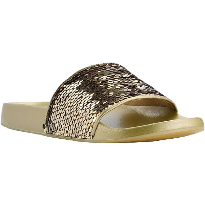 Comfortable Motion Flexible Shoes Guess Womens Savan Sequined Footbed Pool Slides