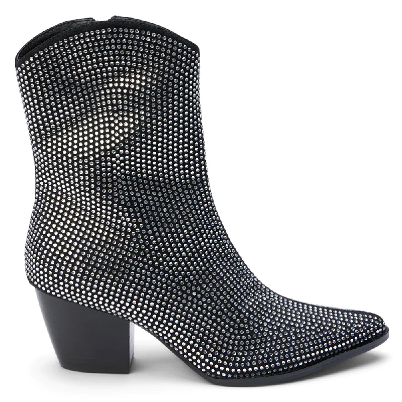 Comfort Meets Fashion Hazel Rhinestone Pointed Toe Zippered Booties