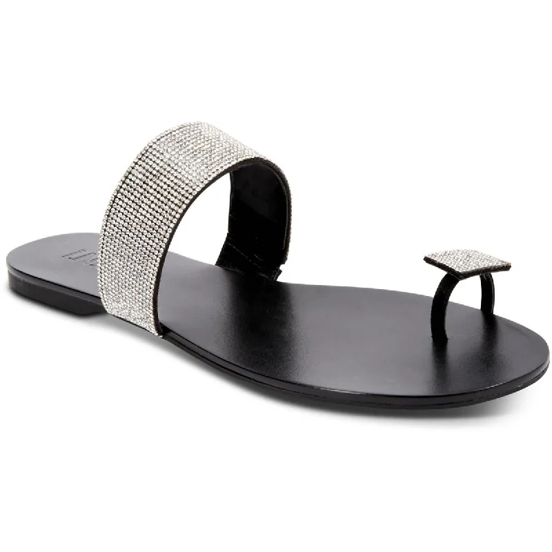 INC Womens Gavena Faux Leather Slide Sandals