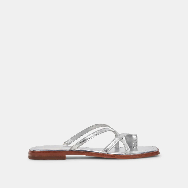 Glamorous Fashion Offers INDIGO SANDALS SILVER DISTRESSED LEATHER