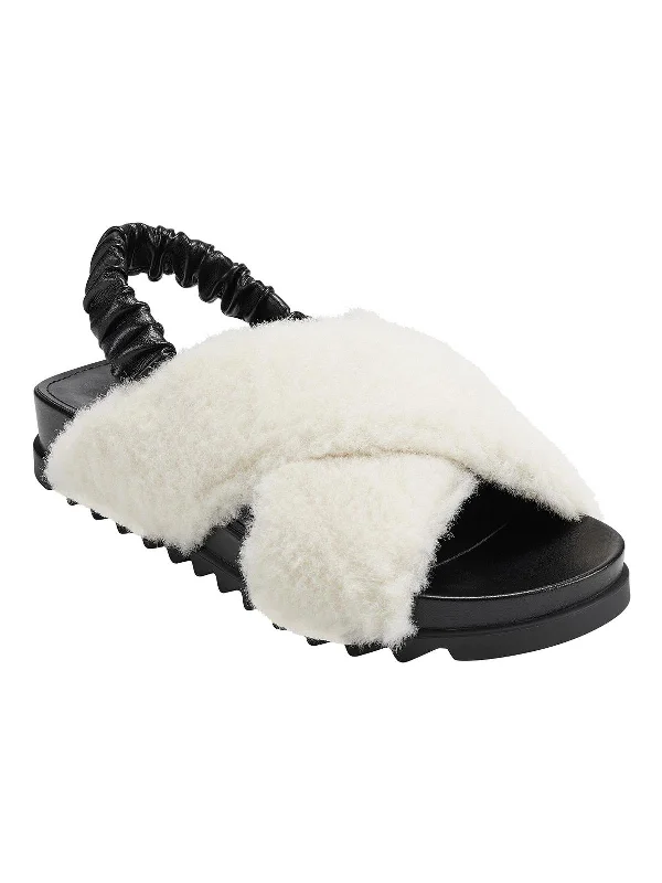 Low Price Special Javin Womens Faux Fur Flat Slingback Sandals