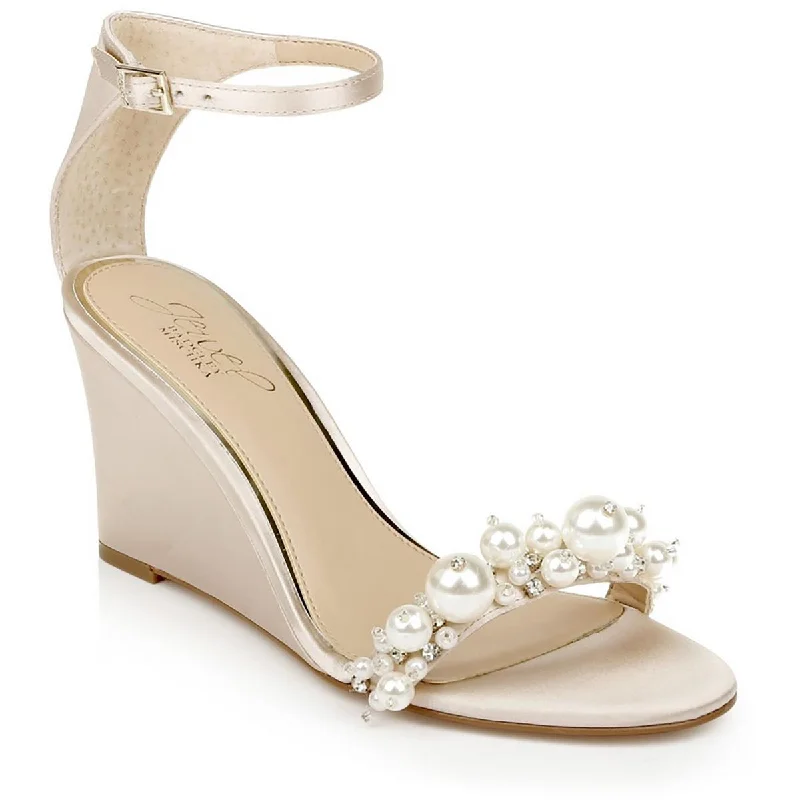 Top Deals Jewel Badgley Mischka Womens Laurence  Satin Wedge Pumps