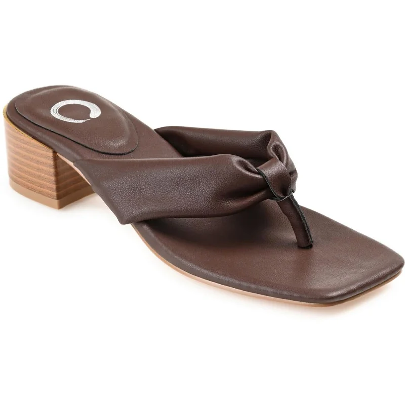 Find Your Unique Flair Journee Collection Womens Seelah Faux Leather Thong Block Heels