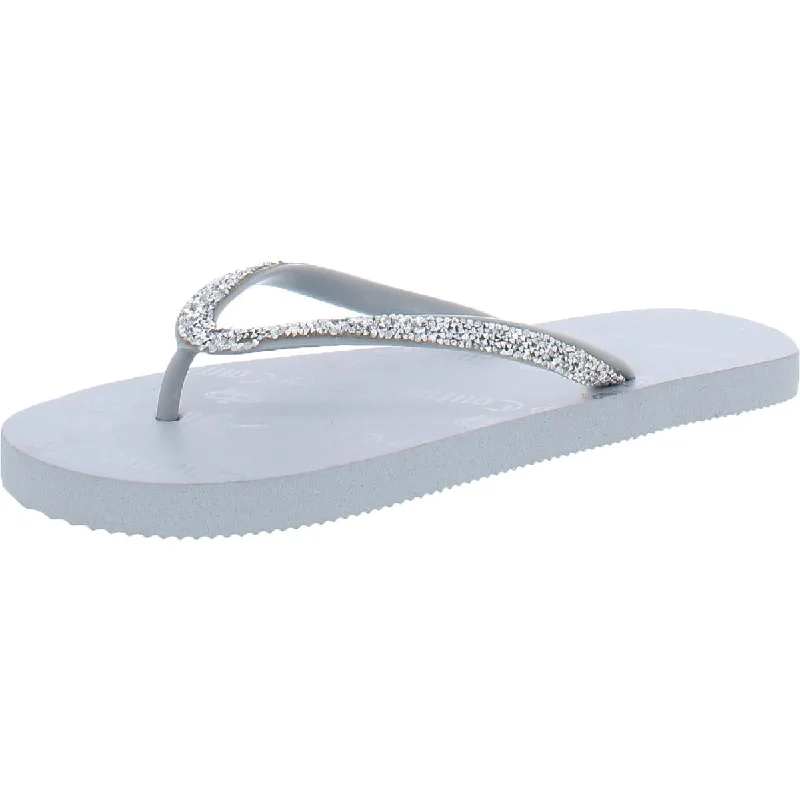 Juicy Couture Womens JC-Shimmery Rhinestone Sandals Flip-Flops