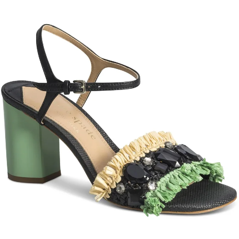 Kate Spade New York Womens Bora Bora Raffia Embellished Heels