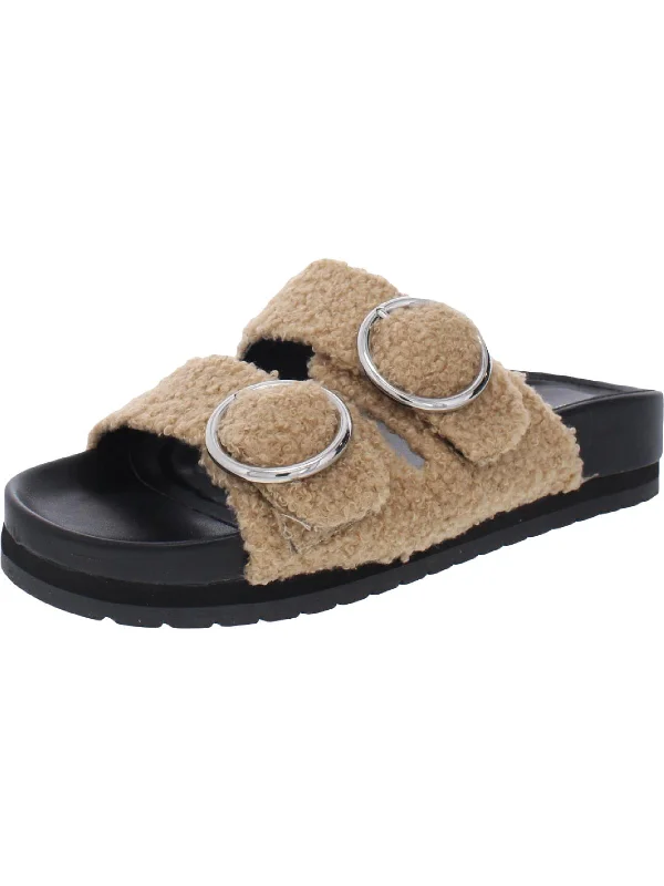 Chic Styles Keena 2 Womens Faux Fur Textured Flatform Sandals