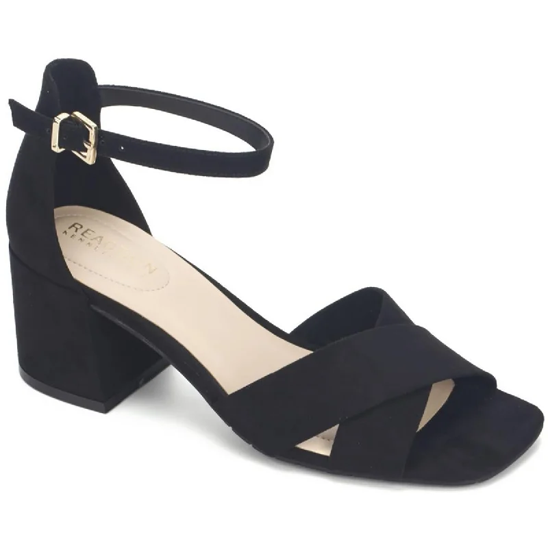 Hot Deals Kenneth Cole Reaction Womens Mix X-Band Faux Leather Dressy Block Heel