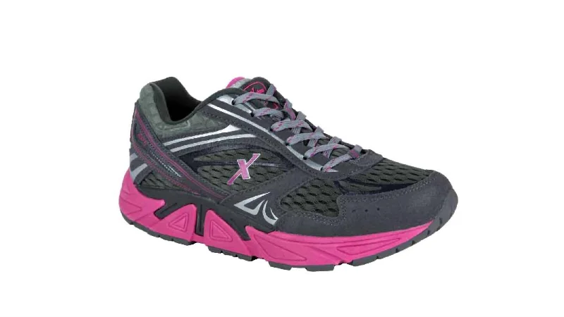 Ladies Genesis Extra Wide Sneakers In Graphite/magenta