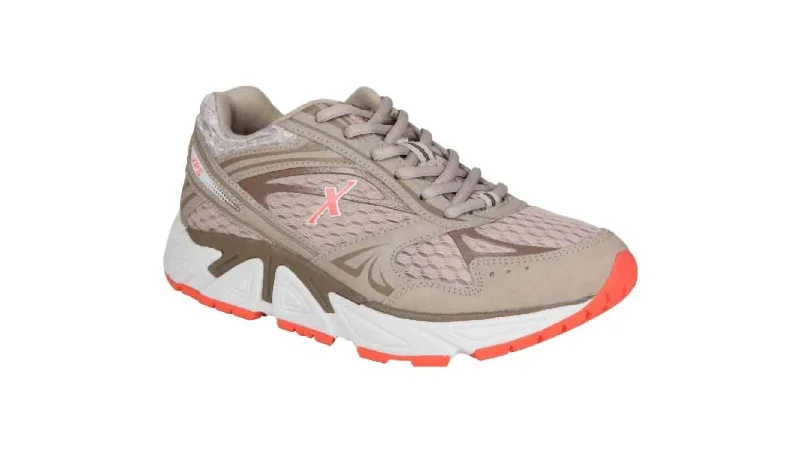 Ladies Genesis Extra Wide Sneakers In Grey/salmon