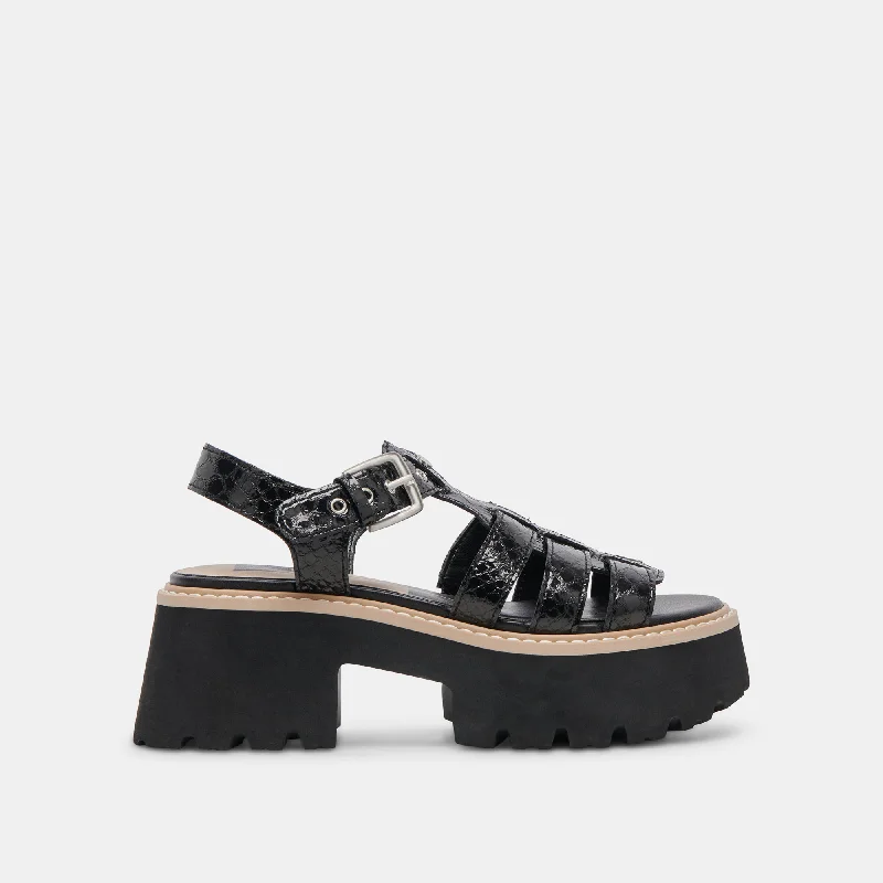 Enjoy Discount LATICE SANDALS MIDNIGHT EMBOSSED LEATHER