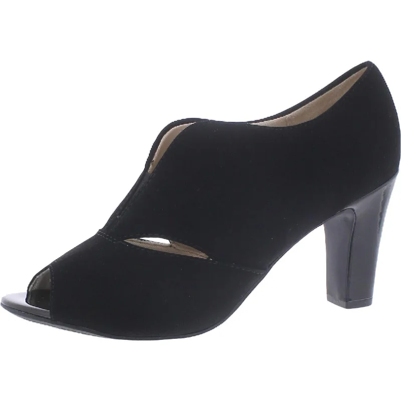 Embrace New Fashion LifeStride Womens Cambry Faux Suede Round Toe Peep-Toe Heels