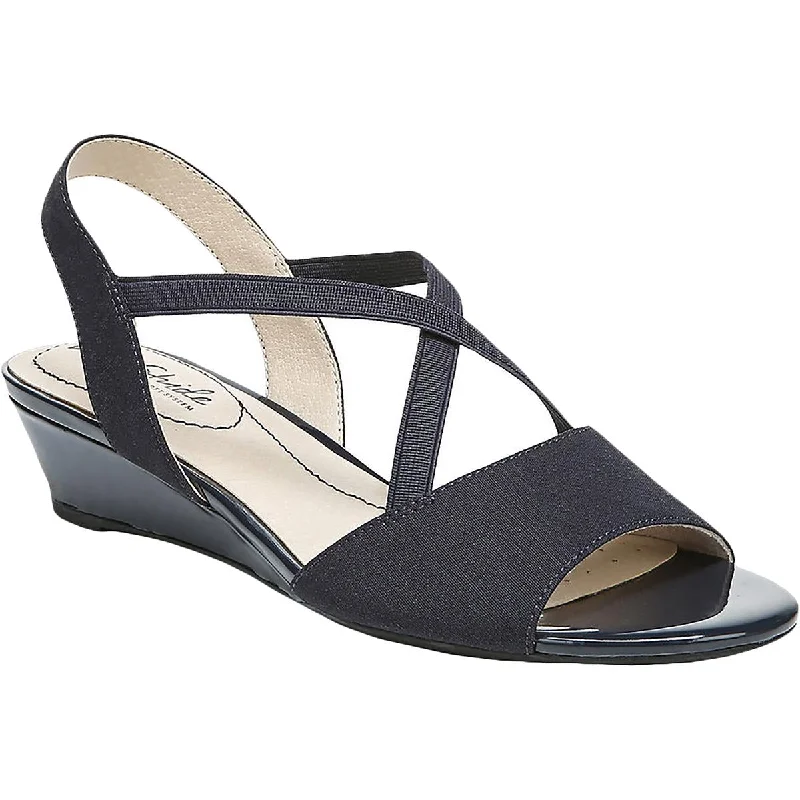 Trendy Boots Discount LifeStride Womens Yolo 2 Canvas Ankle Strap Wedge Heels