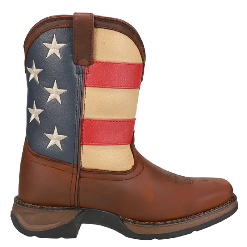 Comfortable Stylish Shoes Lil' Rebel Patriotic Flag Cowboy Square Toe Boots (Big Kid)