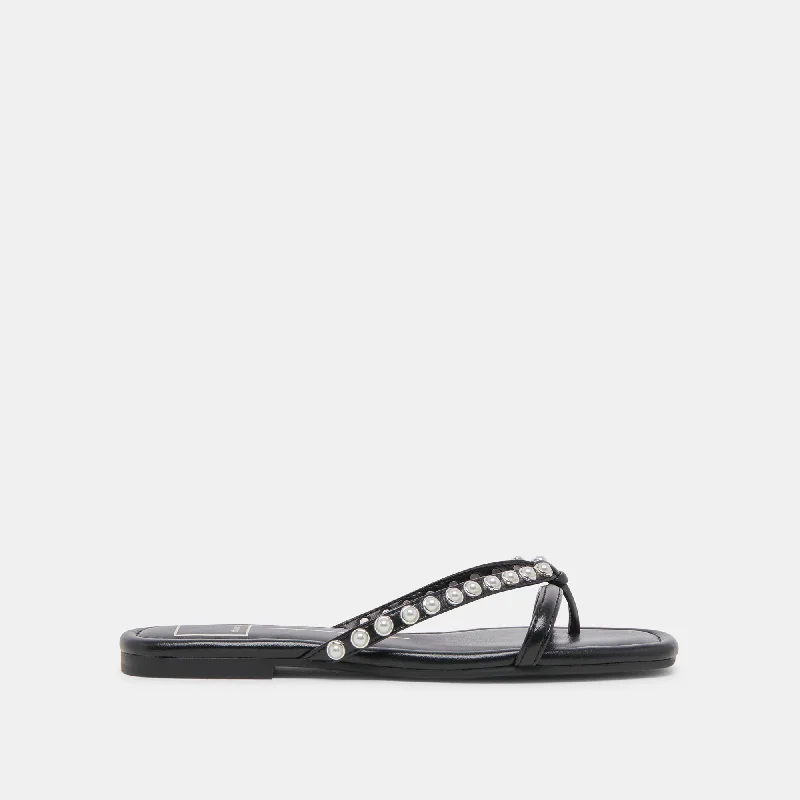 Flirty Fashion Discounts LUCCA PEARL SANDALS BLACK PEARLS