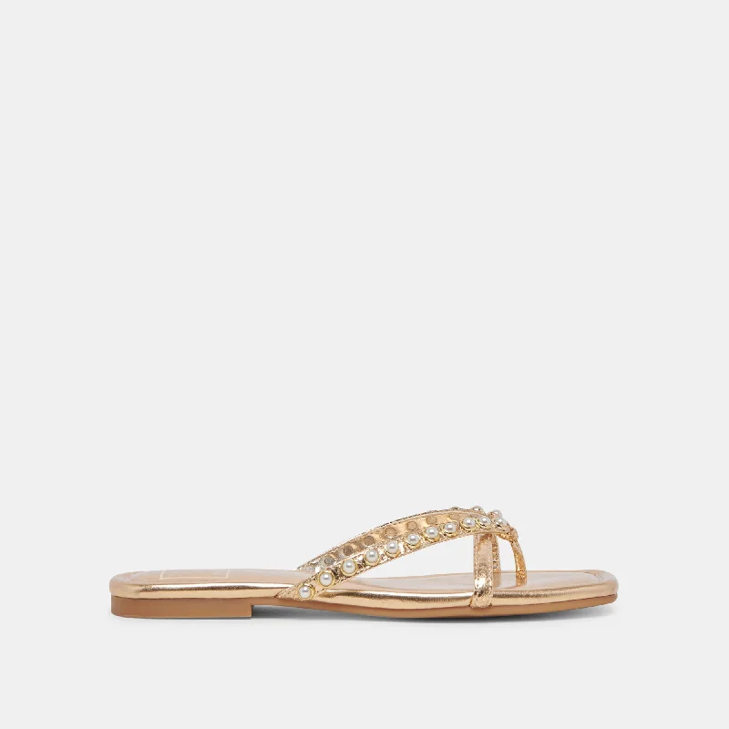 Contemporary Casual Deals LUCCA PEARL SANDALS GOLD PEARLS