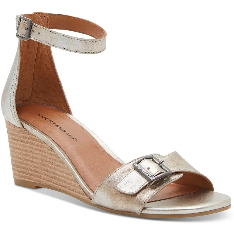Holiday Glam Lucky Brand Womens Jodella Leather Wedge Sandals