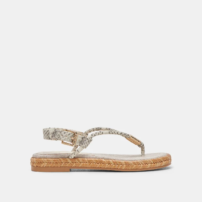 Chic Trend Collection MERYL SANDALS GREY WHITE EMBOSSED LEATHER