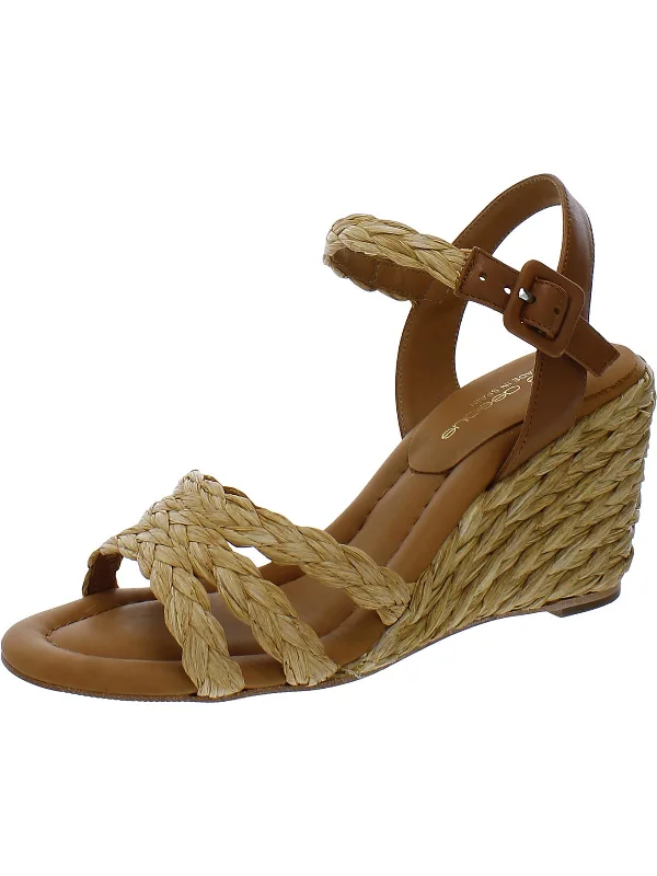 Milena Womens Woven Leather Wedge Sandals