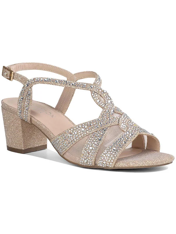 Nadia Womens Embellished Ankle Strap Heels