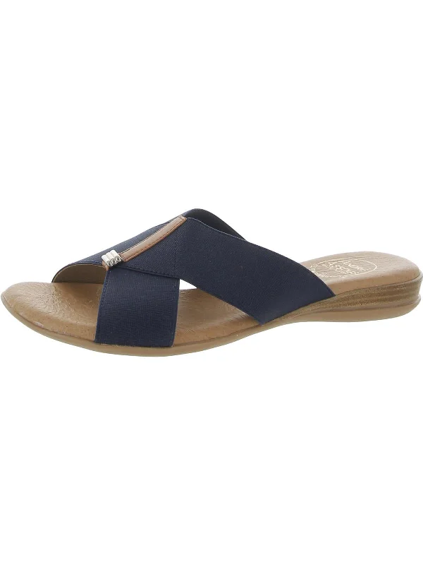 NANI Womens Elastic cross-strap Slide on Slide Sandals