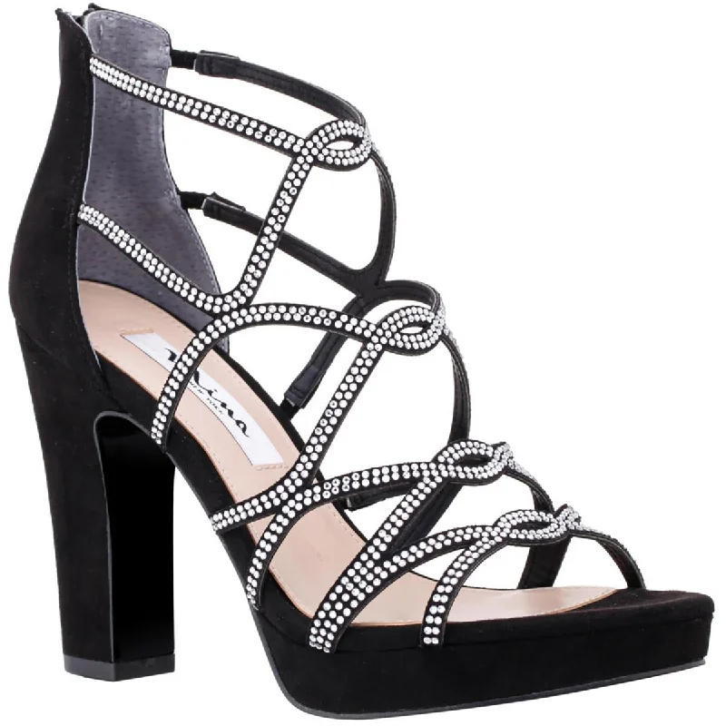 Nina Womens Sassie Metallic Strappy Heels