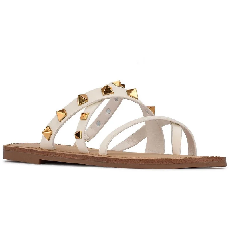 Relaxed Style Deals Nine West Womens Cerri Faux Leather Studded Slide Sandals