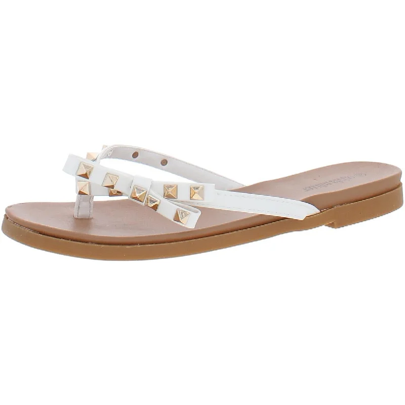 Athleisure Style Sale Olivia Miller Womens Faux Leather Thong Flip-Flops