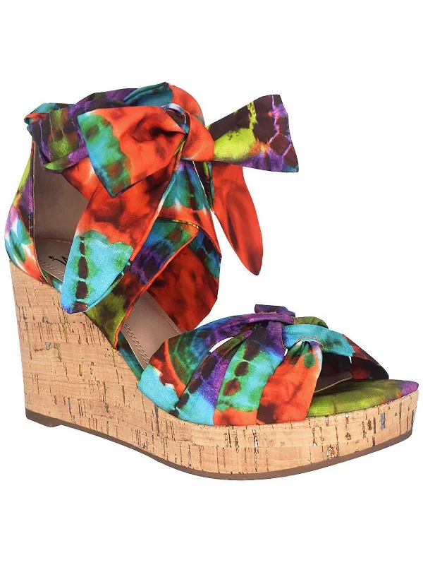 Omyra Womens Tie-Dye Ankle Tie Ankle Strap