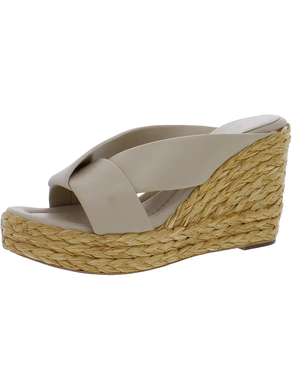 Opal Womens Leather Slip-On Wedge Sandals