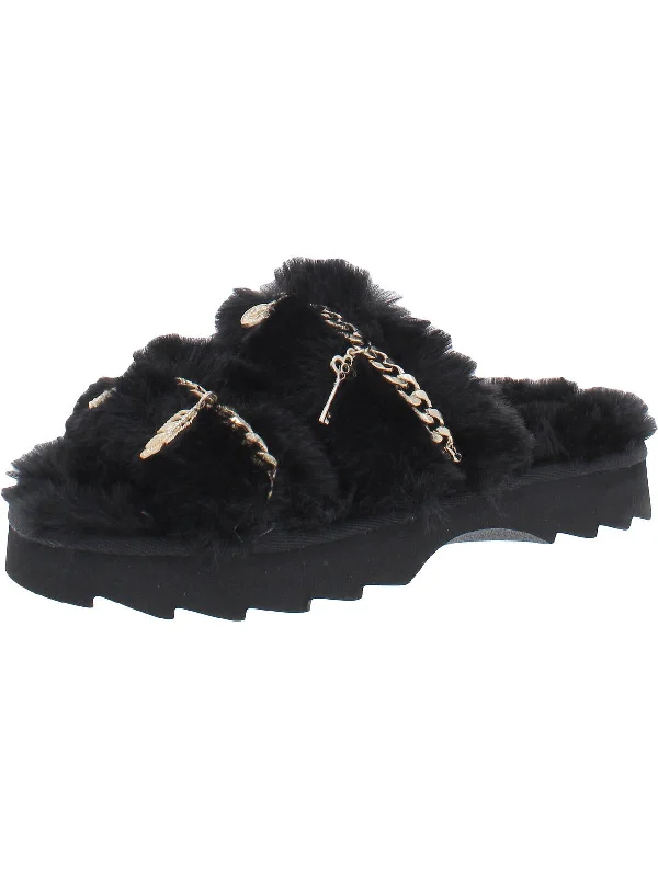 Premium Style Offers Paiygef Womens Faux Fur Slip On Slide Sandals