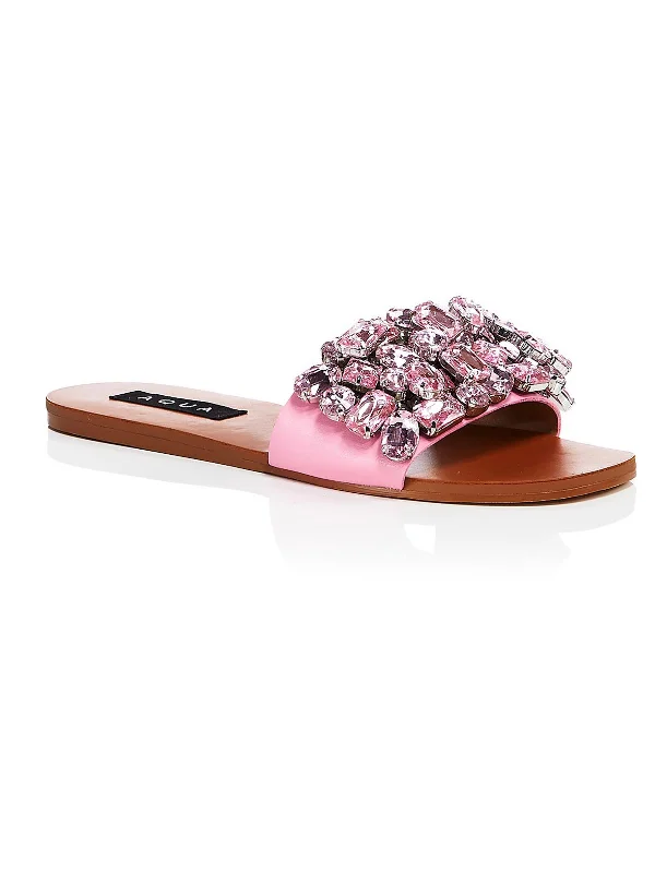Style Without Limits Paris Womens Faux Leather Flat Slide Sandals