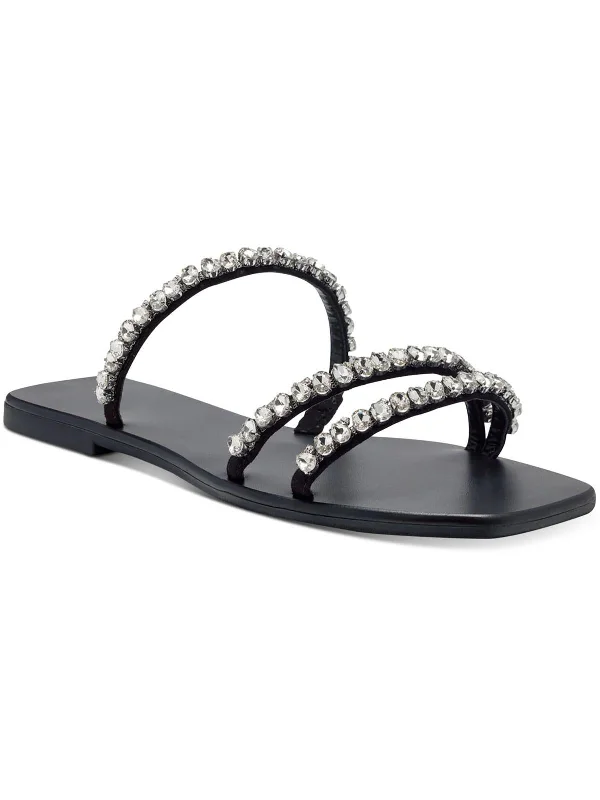 Limited Time Special Offer Pommona Womens Rhinestone Slip On Slide Sandals