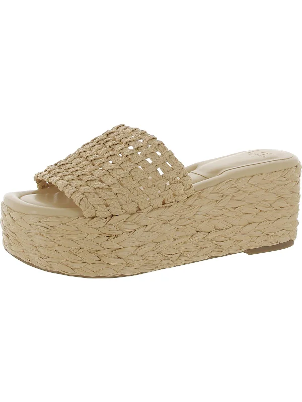 Priya Womens Woven Peep-Toe Platform Sandals