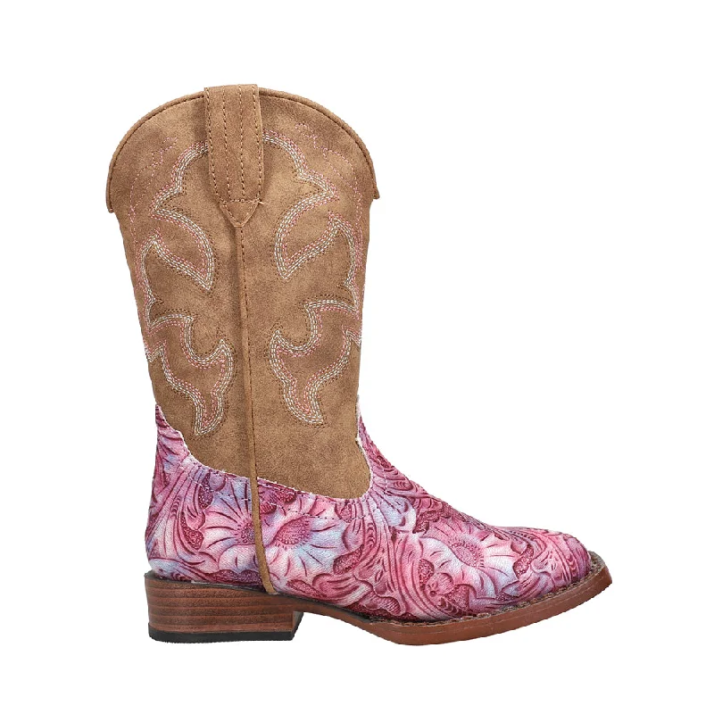 Flash Sale Fever Raya Tie Dye Square Toe Cowboy Boots (Little Kid)