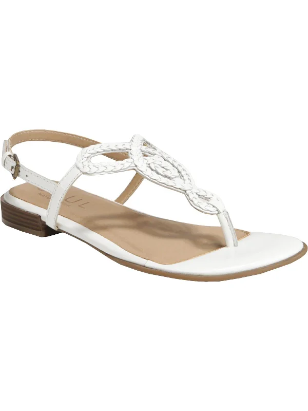 Ready Womens Leather Ankle Strap Flat Sandals