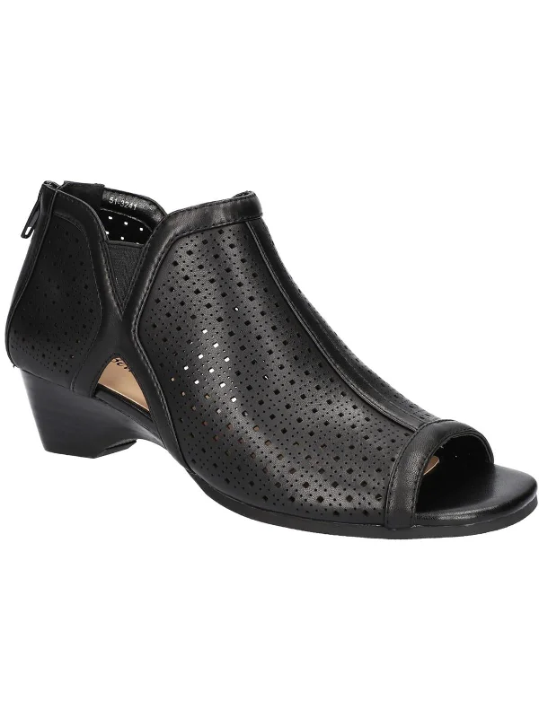 Remy Womens Leather Cut Out Block Heel