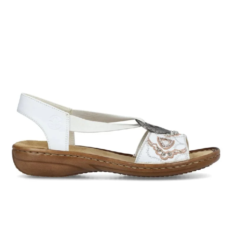 Comfortable Stretchy Shoes Rieker Women's Regina 608B9-80 - White