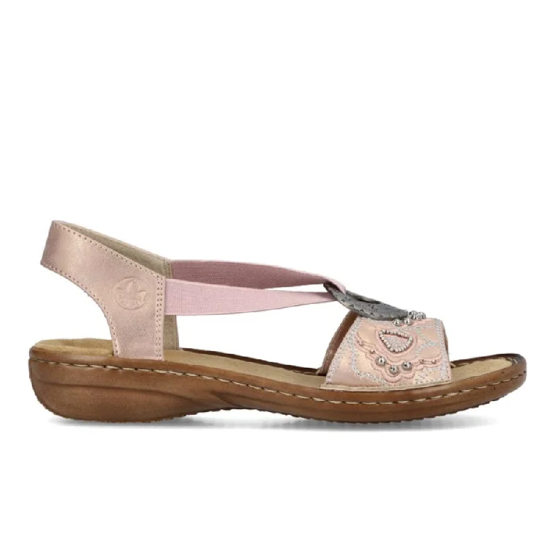 Comfortable Travel Shoes Rieker Women's Regina 608B9-90 - Rose Gold