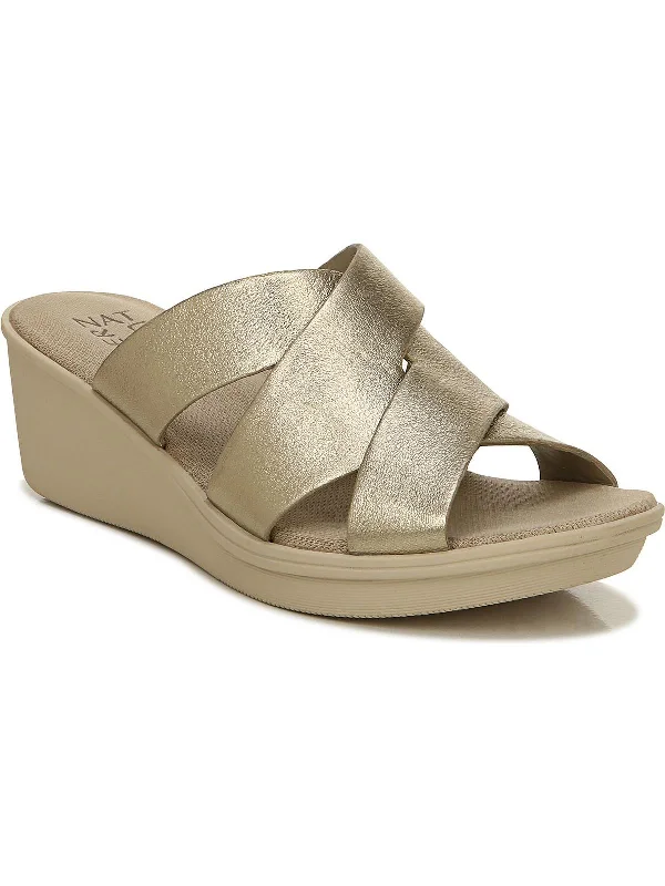 Stay Ahead In Style Rowena Womens Leather Slip On Wedge Sandals