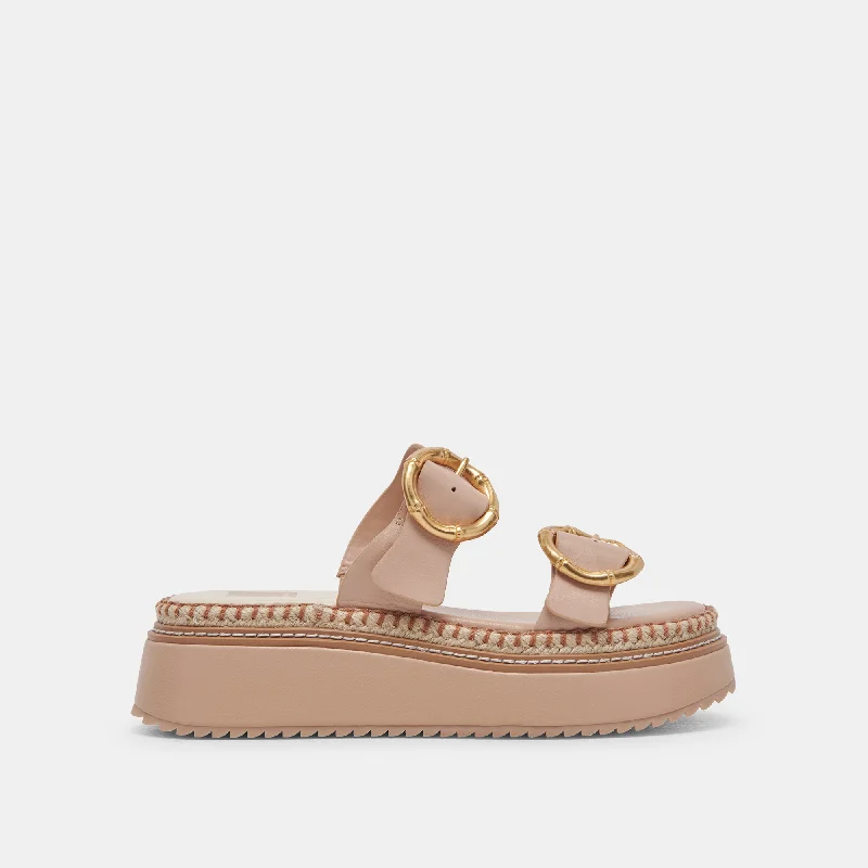 Chic And Edgy RYSHA SANDALS CREAM LEATHER