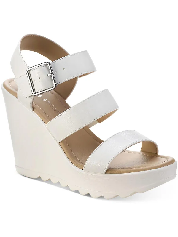 Comfortable Fashionable Shoes Siennaa Womens Faux Leather Strappy Wedge Heels