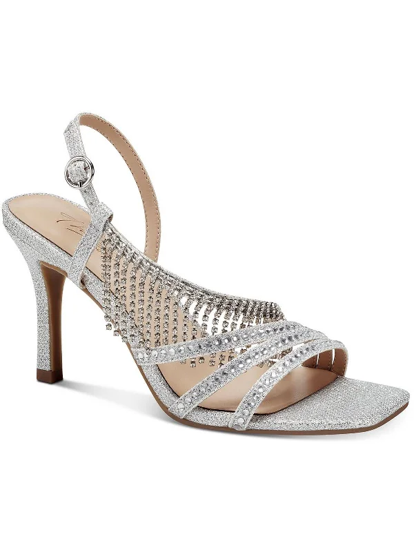 Skylar Womens Rhinestone Fringe Slingback Sandals