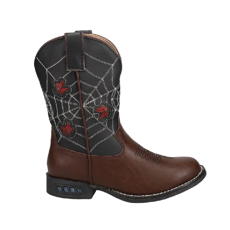 Buy More, Save More Spider Web Light Up Round Toe Cowboy Boots (Toddler-Little Kid)