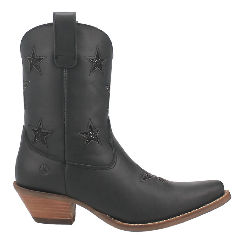 Travel-Friendly Footwear Promotion Star Struck Tooled Inlay Snip Toe Cowboy Booties