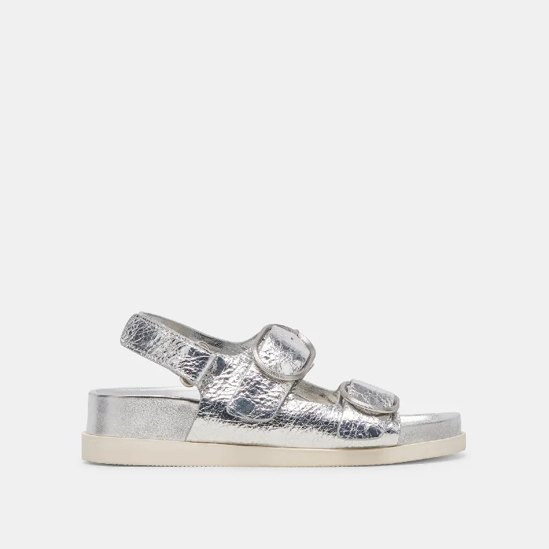 Sleek Style Discounts STARLA SANDALS SILVER DISTRESSED LEATHER