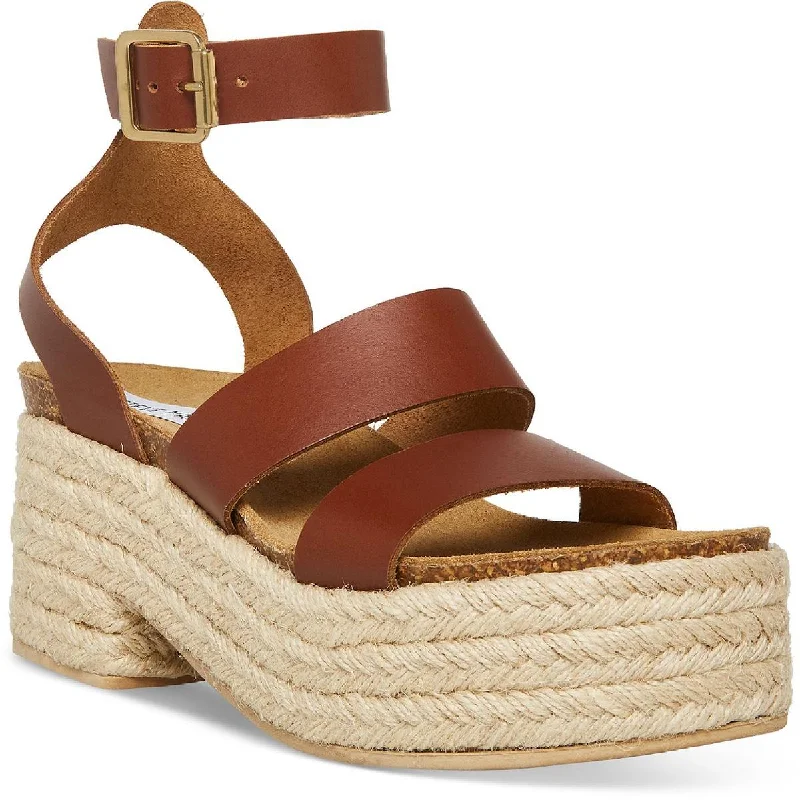 Luxury Casual Deals Steve Madden Womens Kelton Leather Ankle Strap Platform Sandals