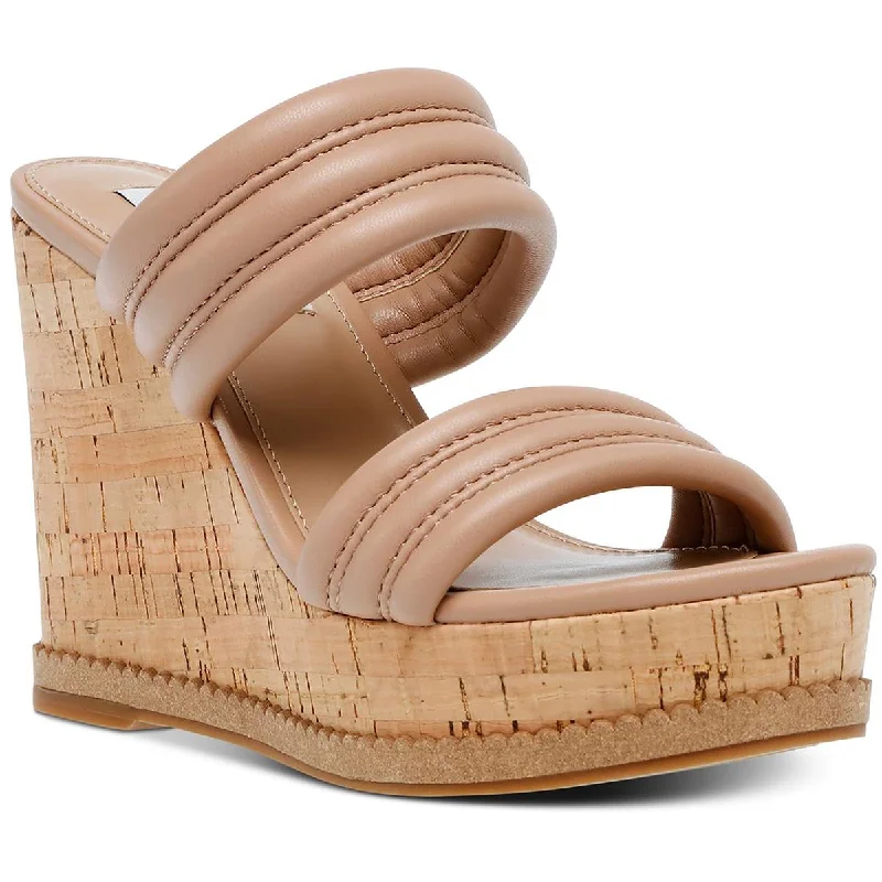 Women's Foot-Friendly Shoes Steve Madden Womens Wipeout Faux Leather Cork Wedge Sandals