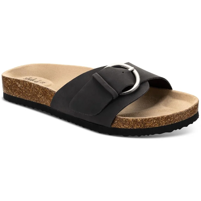 Vibrant Style Promotions Style & Co. Womens Elisaa Faux Leather Footbed Slide Sandals