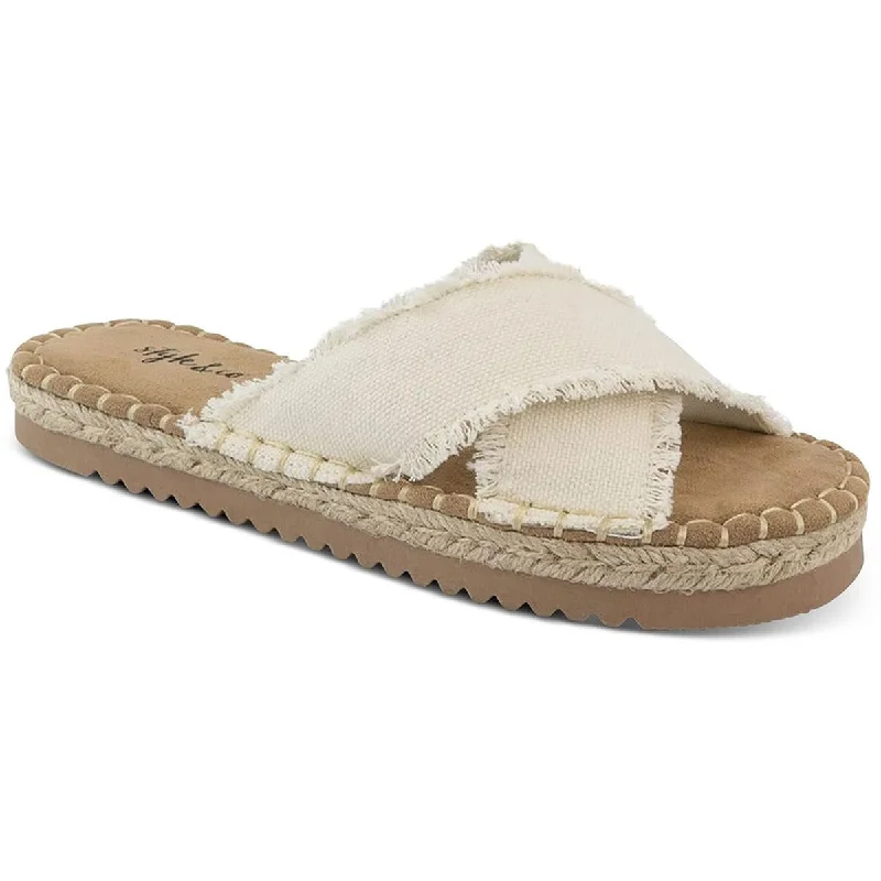 Holiday Discount Style & Co. Womens Kelt Canvas Criss-Cross Slide Sandals