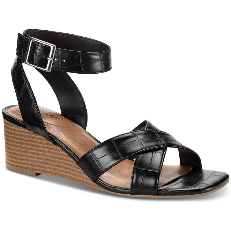 Style & Co. Womens Leezaap Sling Back Faux Leather Wedge Sandals